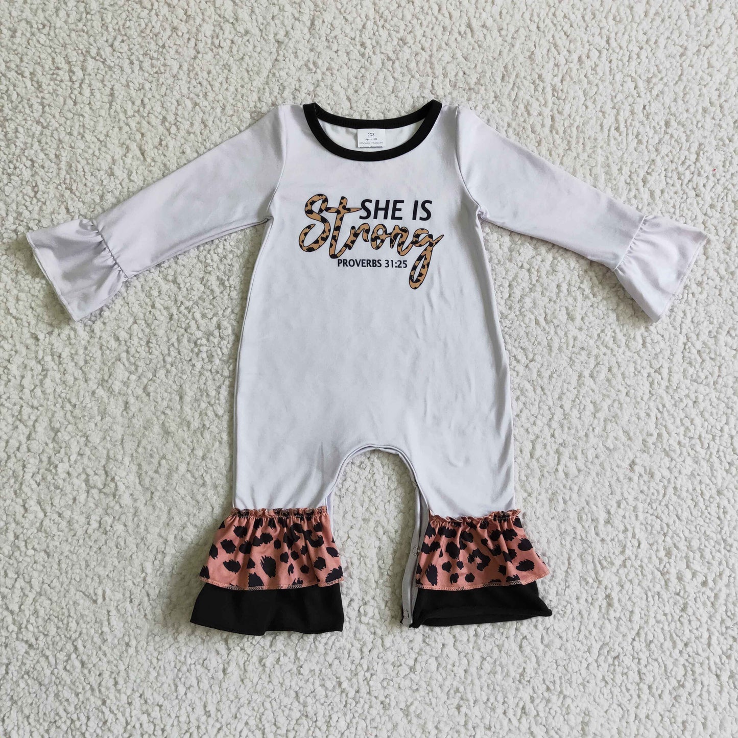 LR0216 She Is Strong Kids Romper