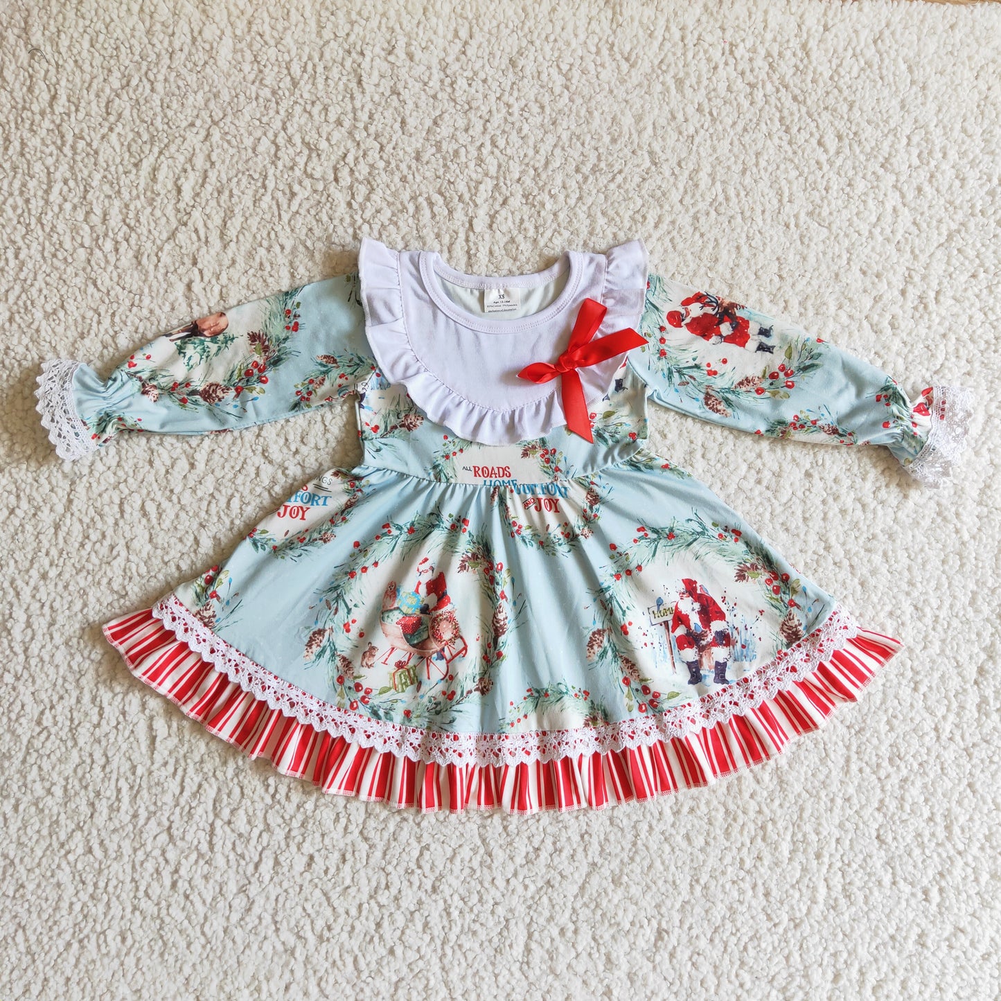 GLD0098 Christmas Santa Girls Twirl Dress