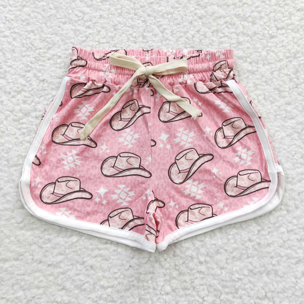 SS0086 Pink Western Hat Kids Summer Sport Shorts