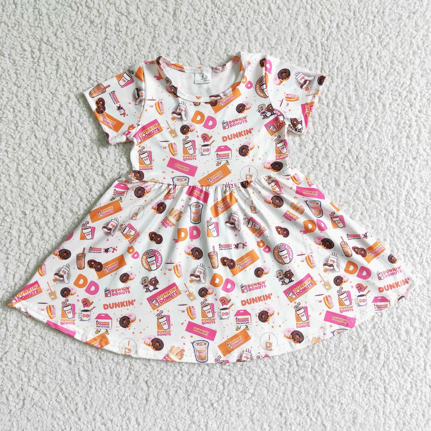 D2-16 Donut Short Sleeve Baby Girls Twirl Dress