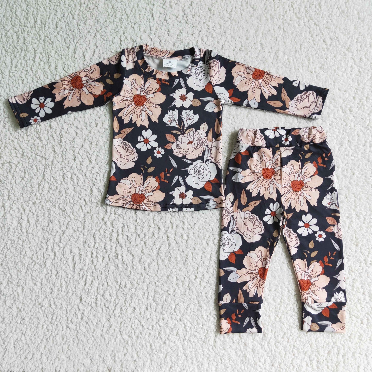 GLP0195 Floral Print Baby Girls Pajamas