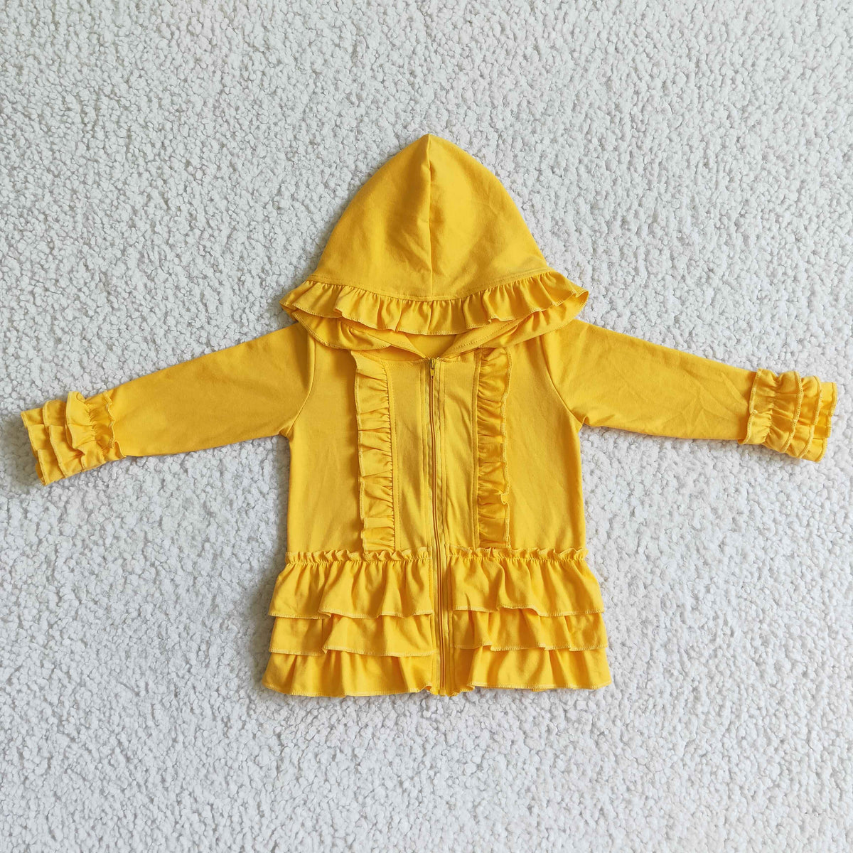 GT0018 Yellow Cotton Ruffles Baby Cardigan Coat