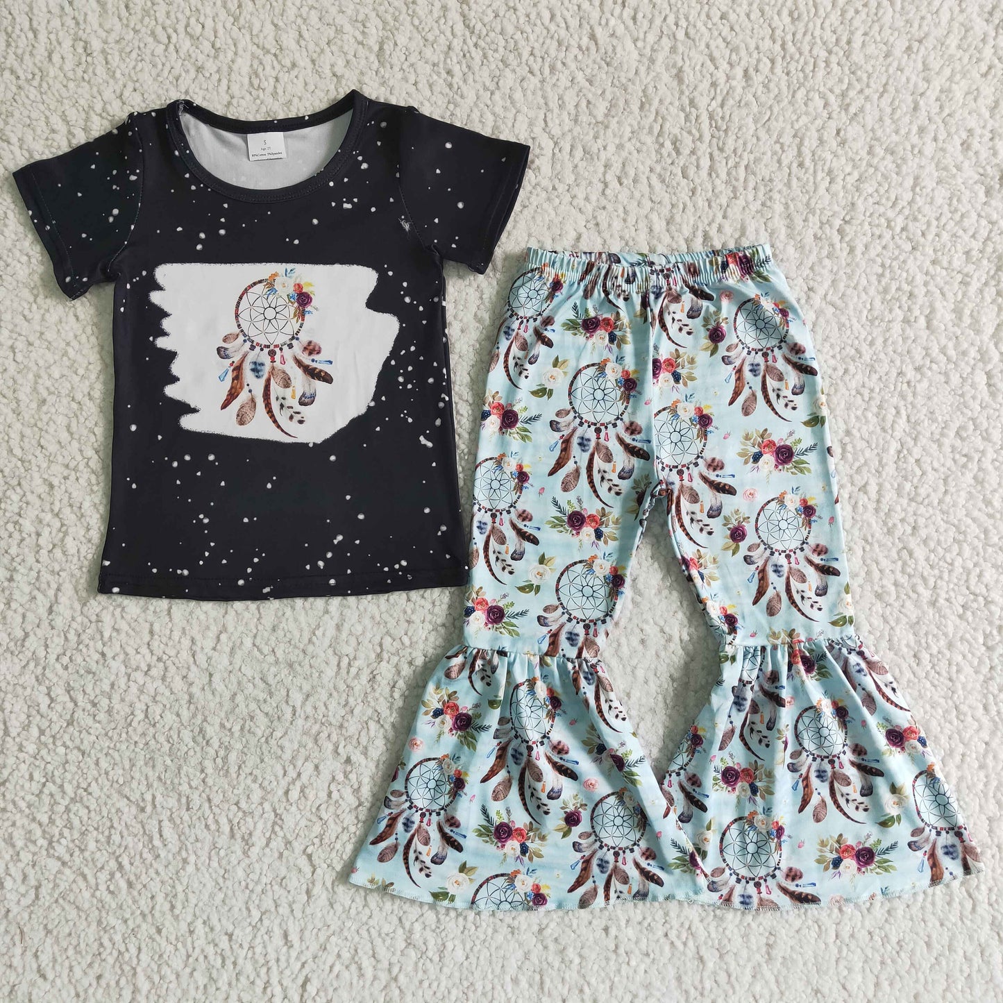 GSPO0035 Black Bleach Design Dream Catcher Kids Outfits
