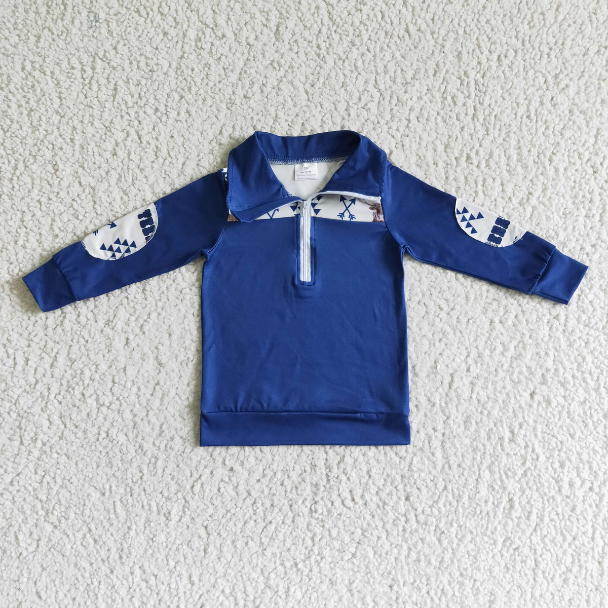 BT0018 Blue Western Cow Pullover zipper boys pullover