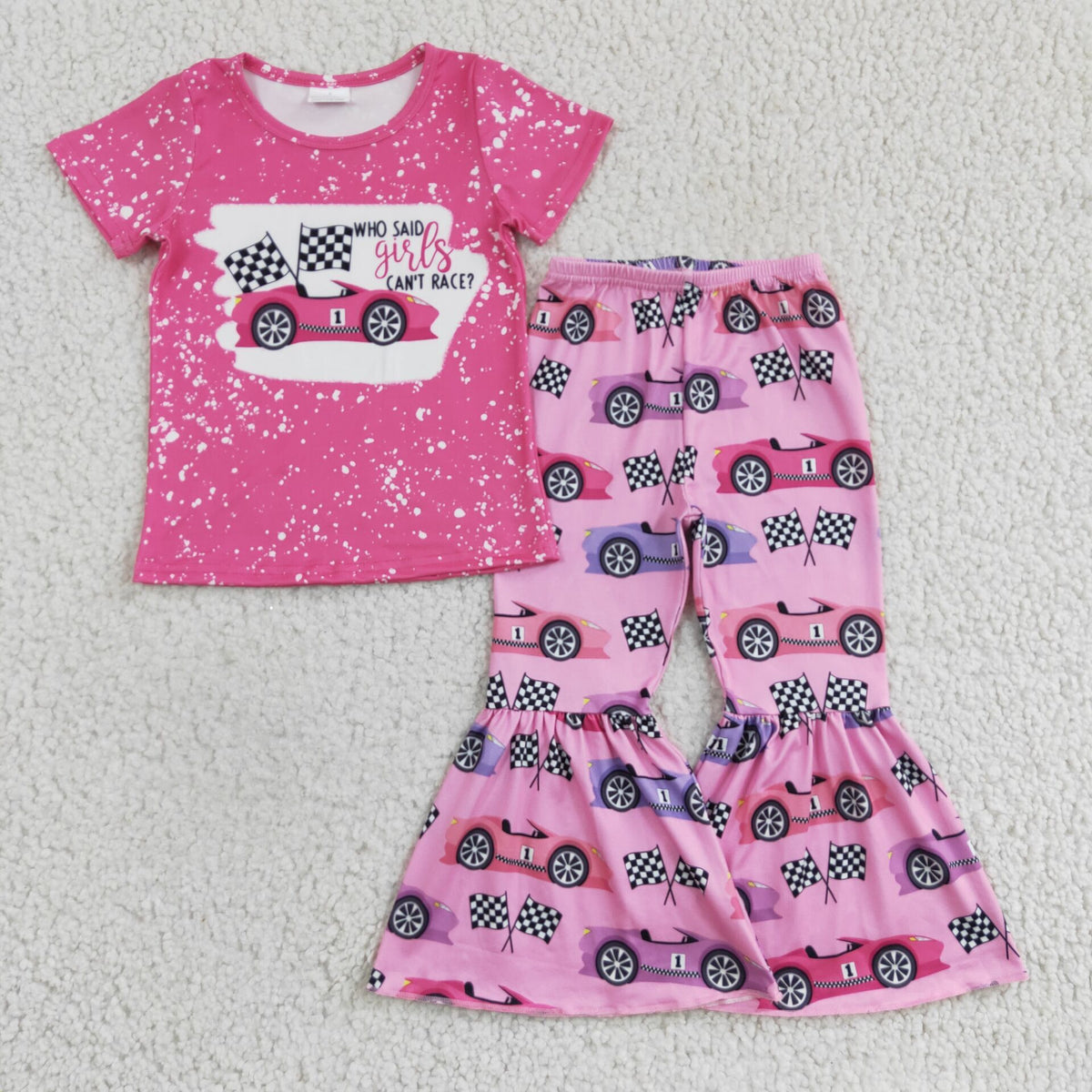 GSPO0318 Hot Pink Who Said Girls Can't Race Cartoon Car Outfits