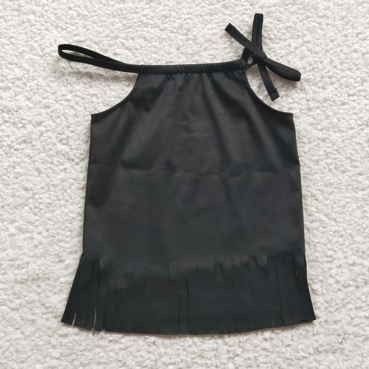 GT0088 Black Sleeveless Summer Tassels Baby Girls Shirts Top