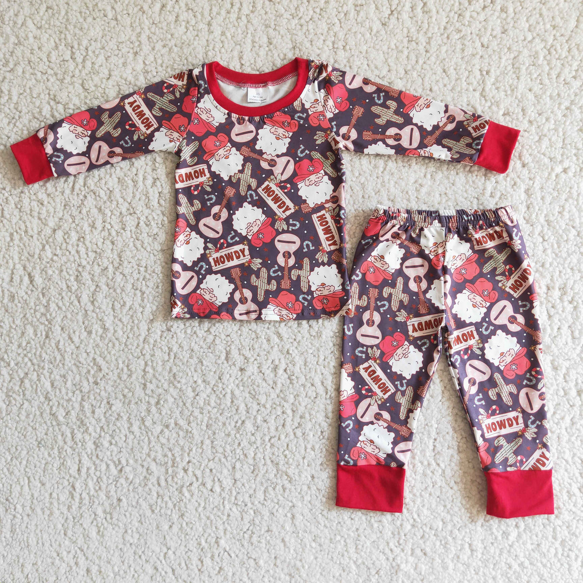 6 B4-25 Western Christmas Santa Red Boys Pajamas