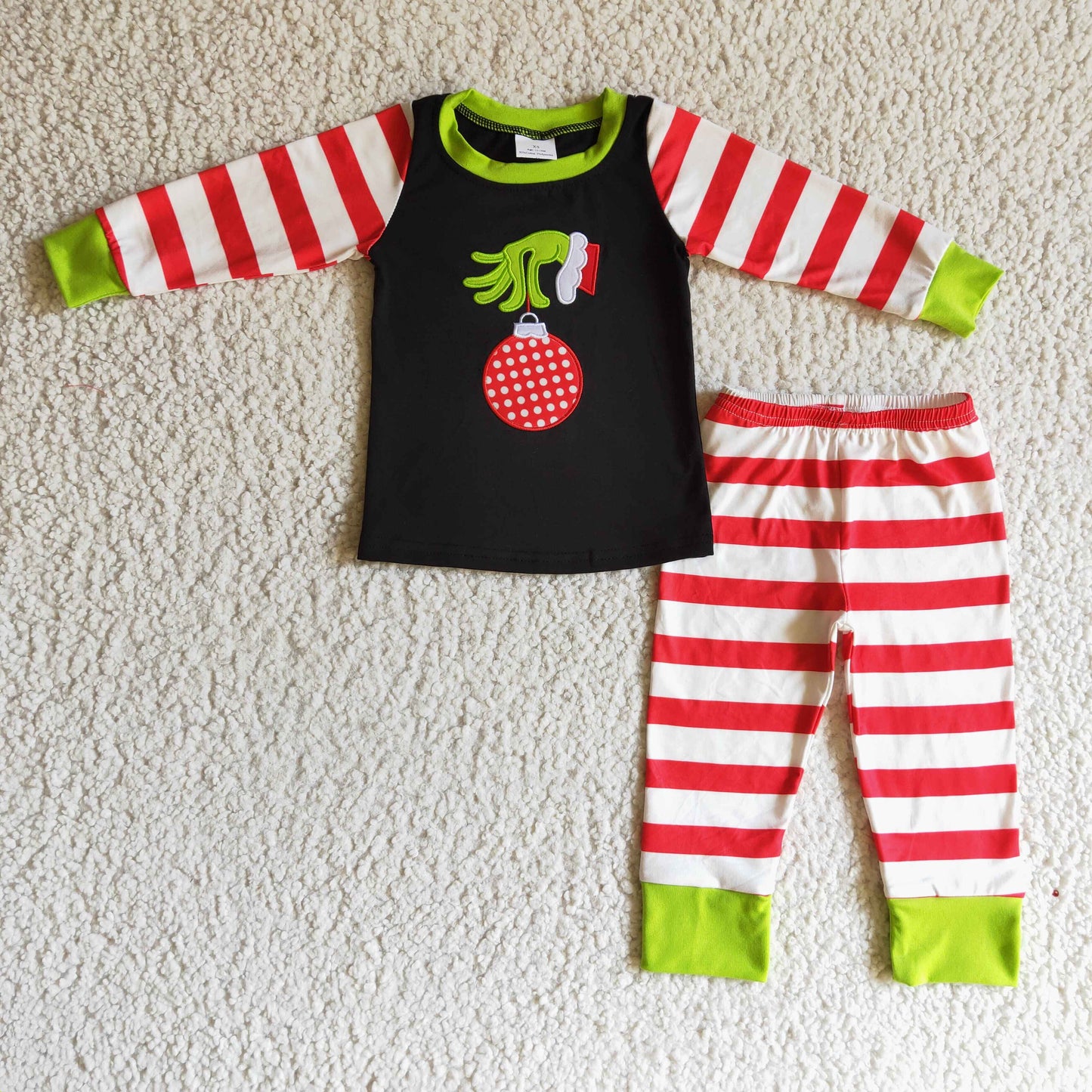 BLP0108 Embroidery Christmas Striped Print Boys Outfits