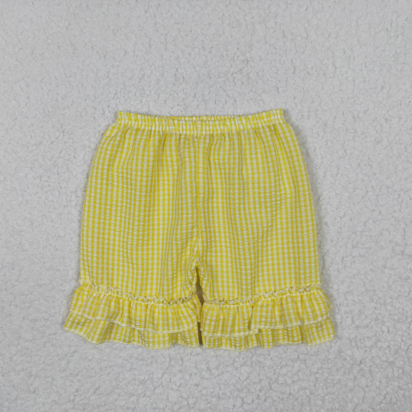 SS0065 seersucker Yellow Ruffle Summer Baby Girls Shorts