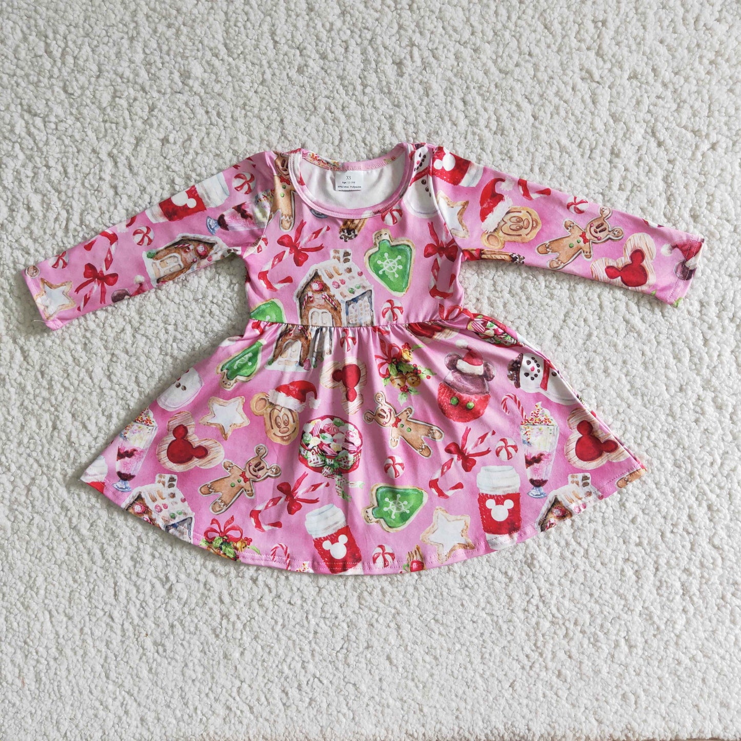 Christmas Long Sleeve Baby Girls Twirl Dress