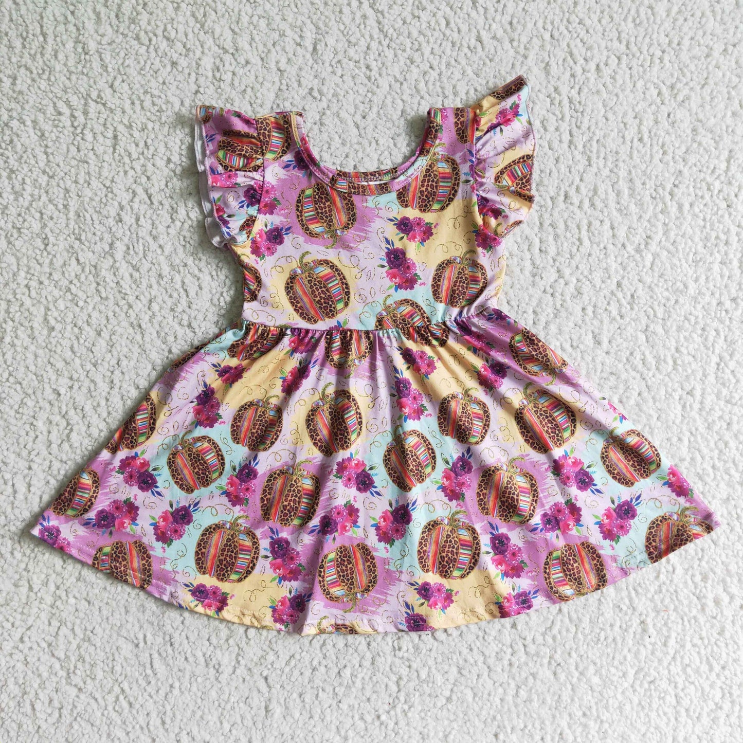GSD0132 Flutter Sleeve Fall Pumpkin Twirl Dress