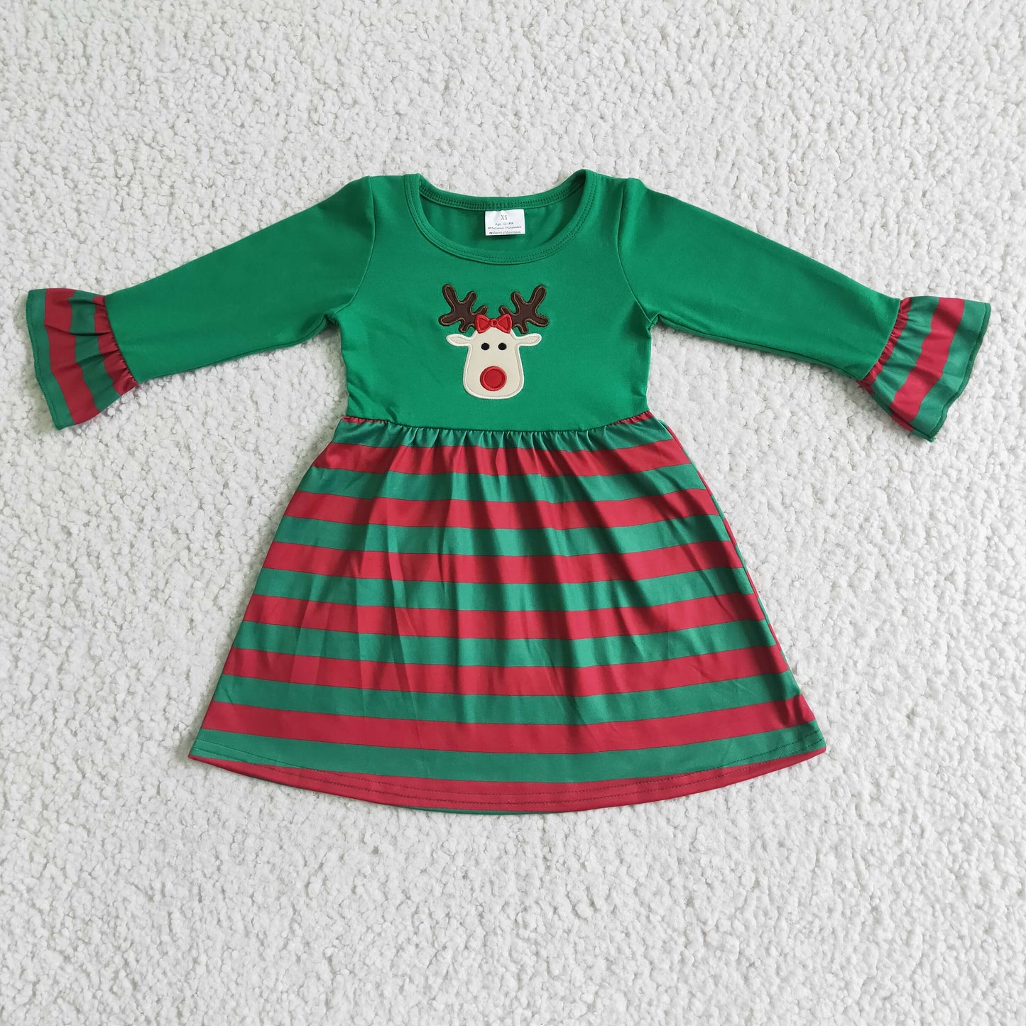 GLD0014 Christmas Deer Embroidery Dress