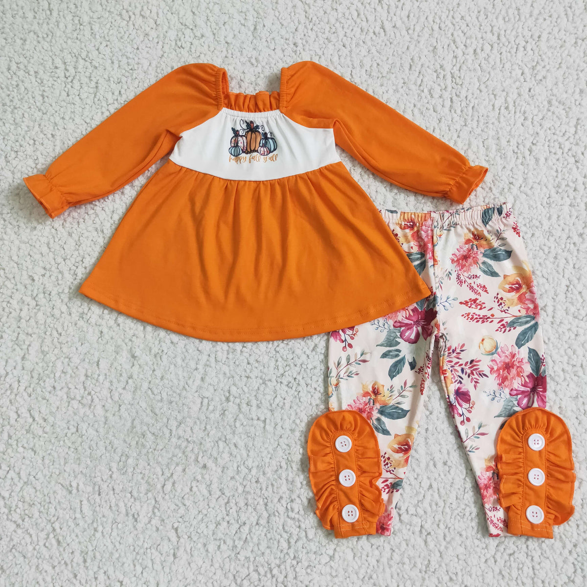 GLP0024 Happy Fall Y'all Pumpkin Baby Girls Outfits