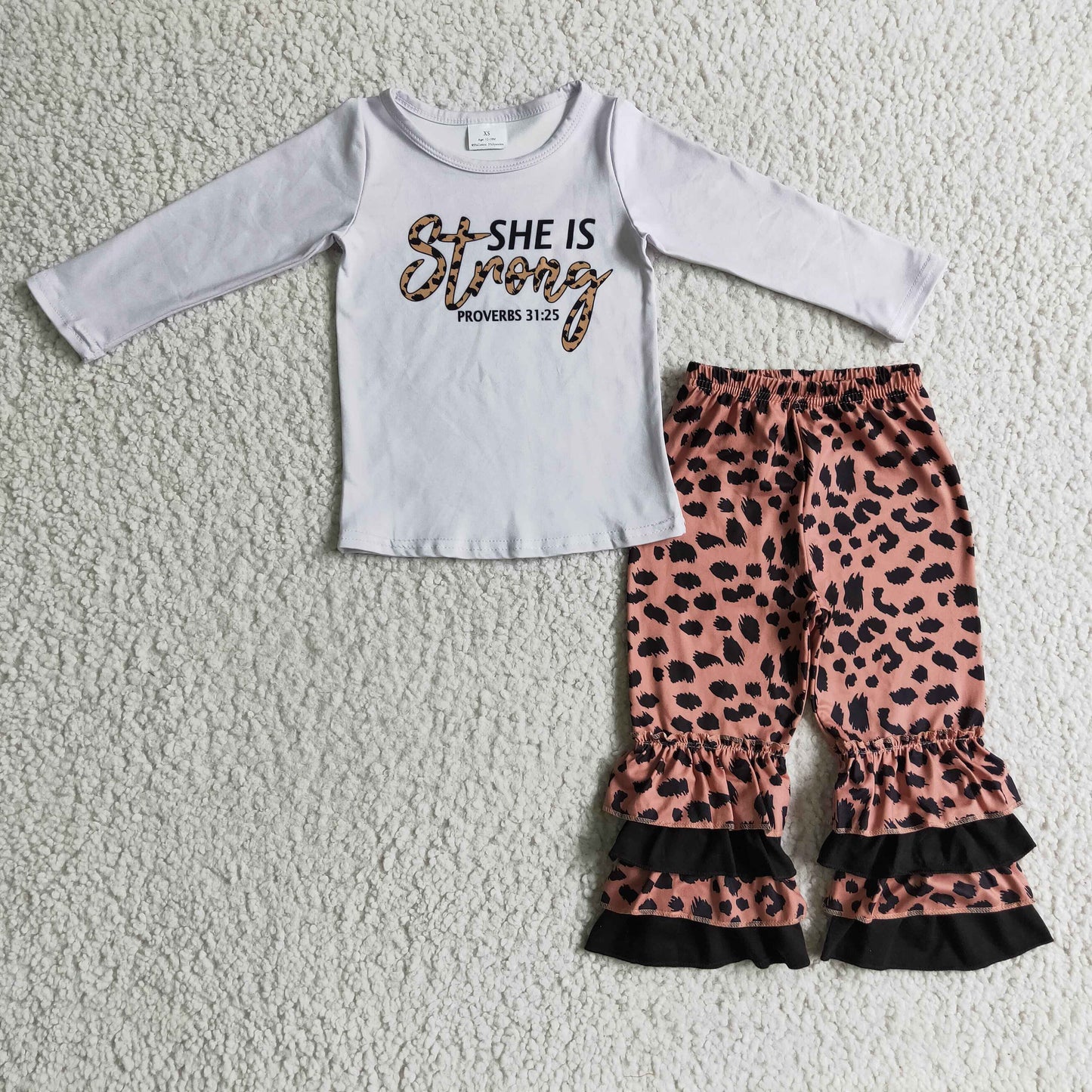 GLP0335 She Is Strong Leopard Print Girls Outfits