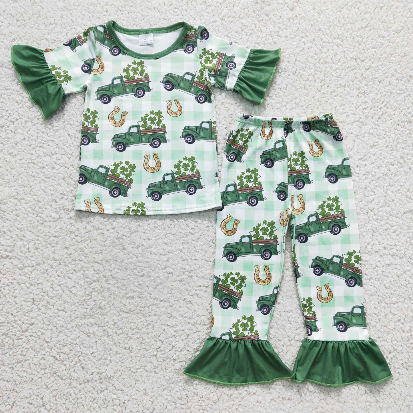 GSPO0287 Green St. Patrick's Day Car Girls Pajamas