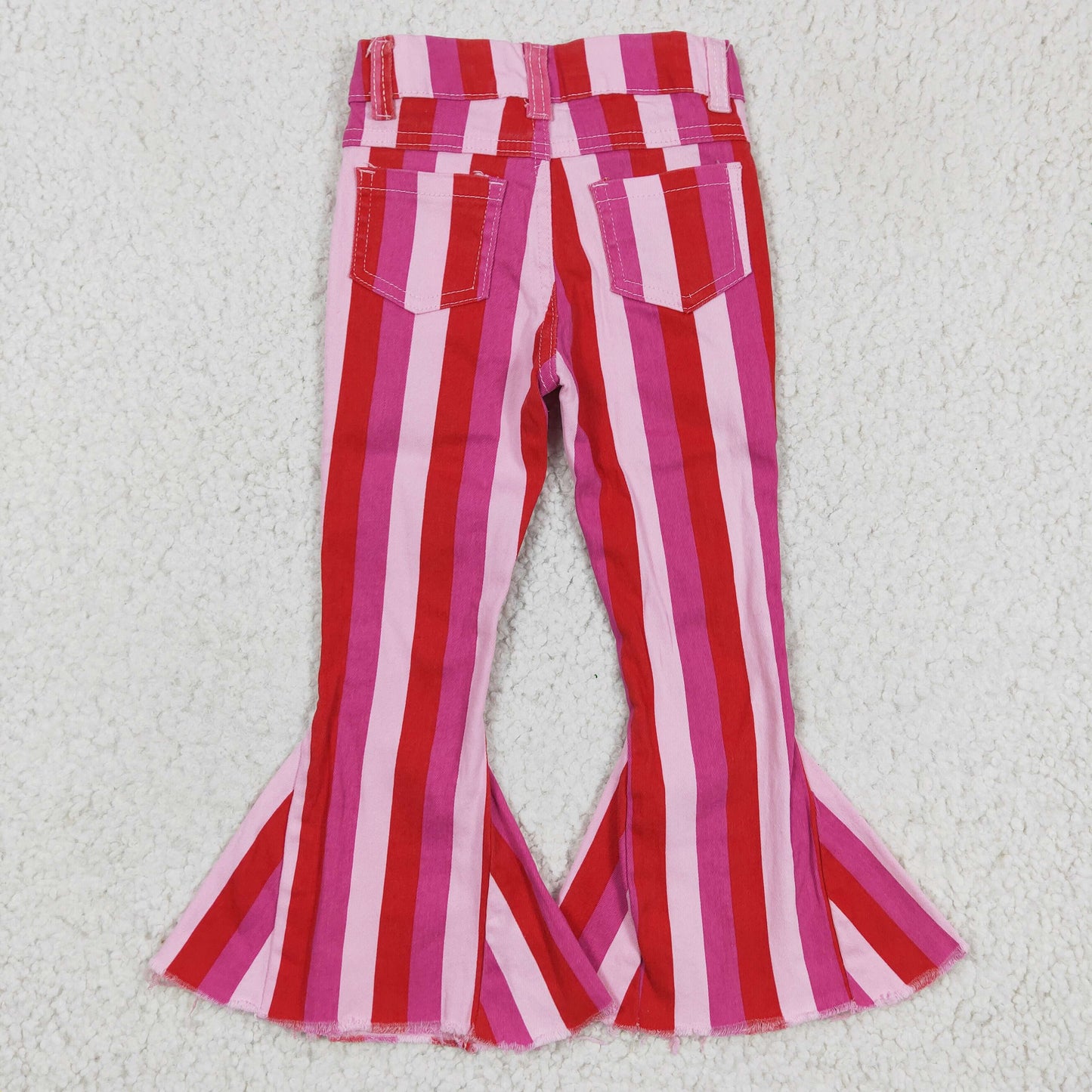 P0043 Pink Striped Print Valentine Denim Jeans