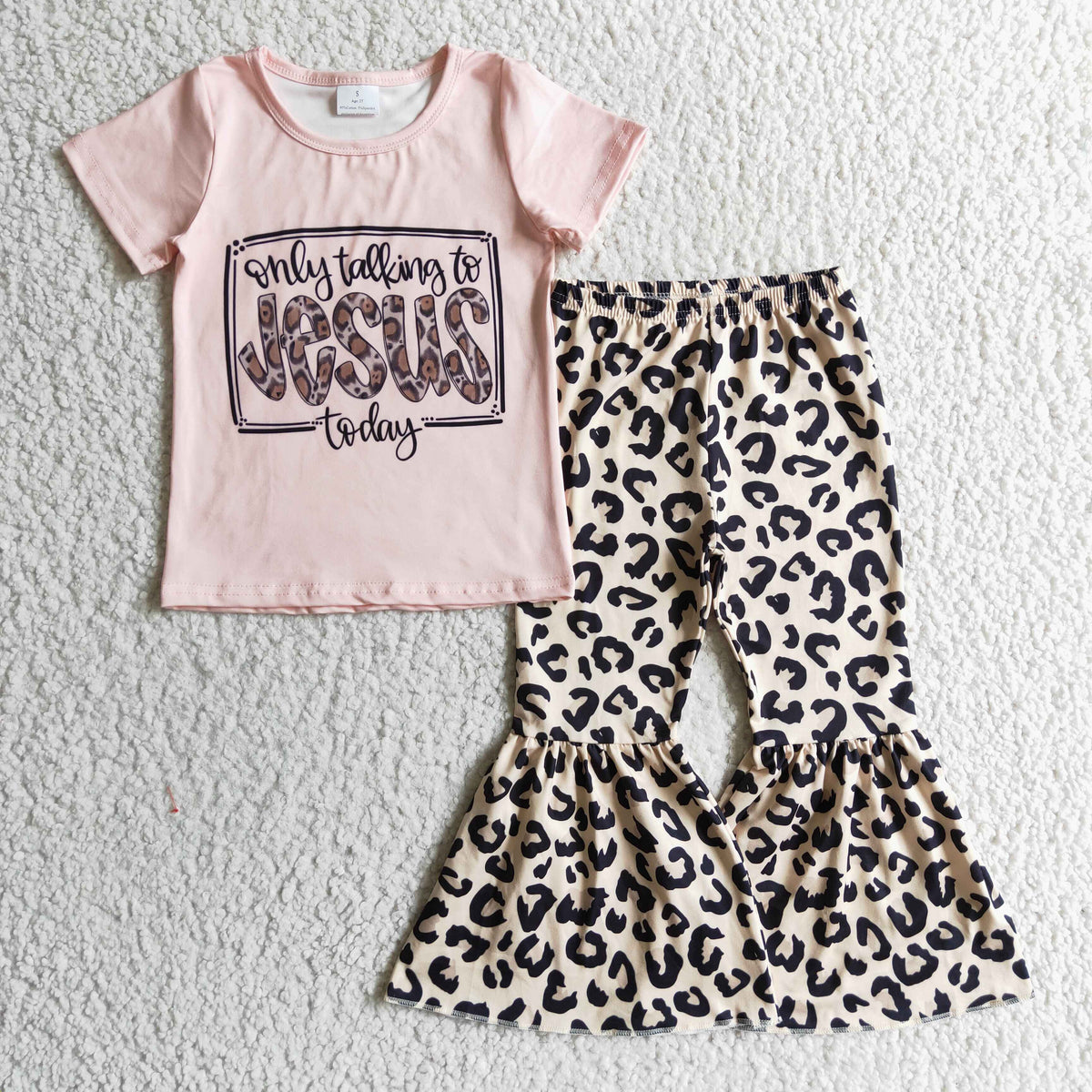 GSPO0226 Jesus Pink Leopard Print Girls Outfits