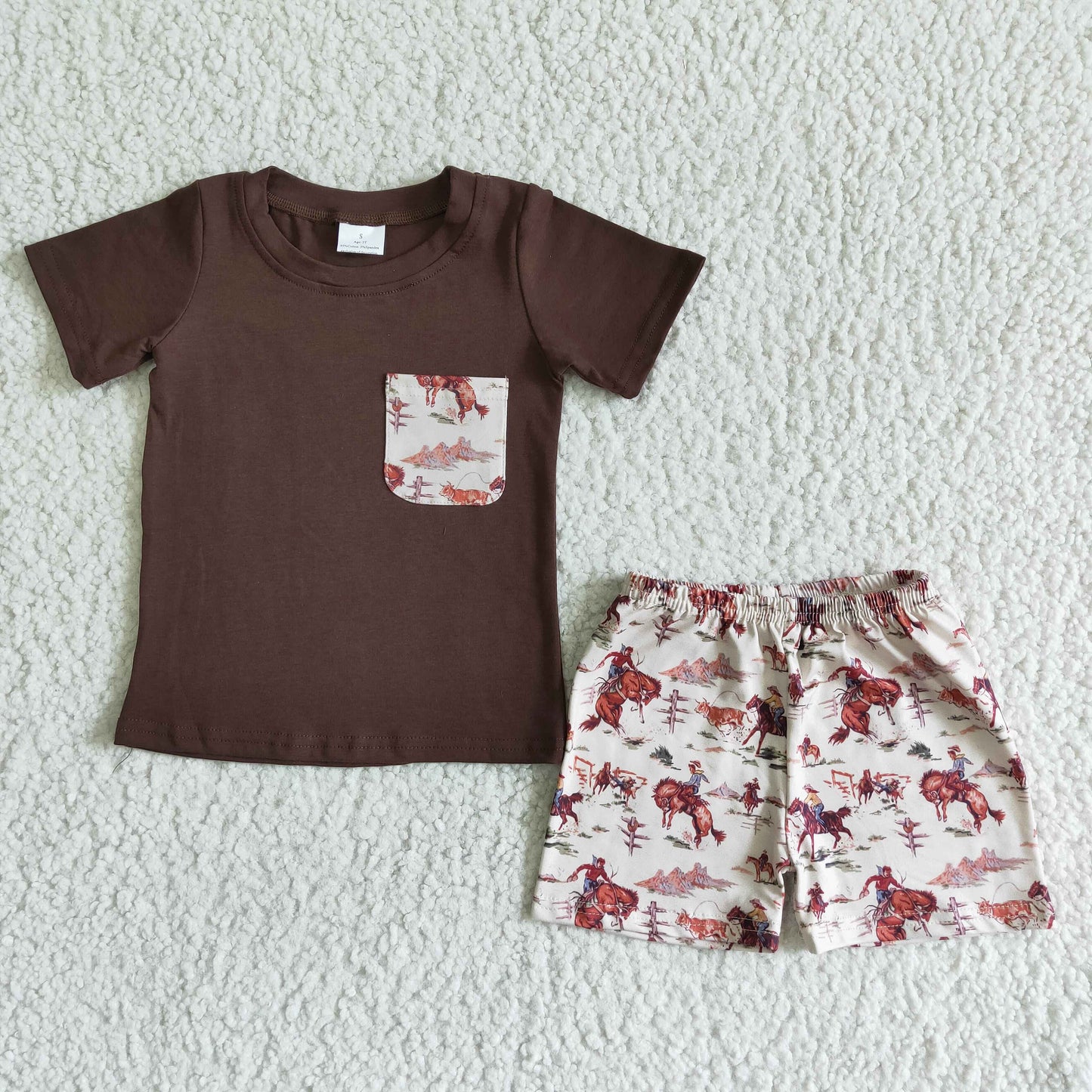 BSSO0015 Cowboy Brown Summer Boy Set