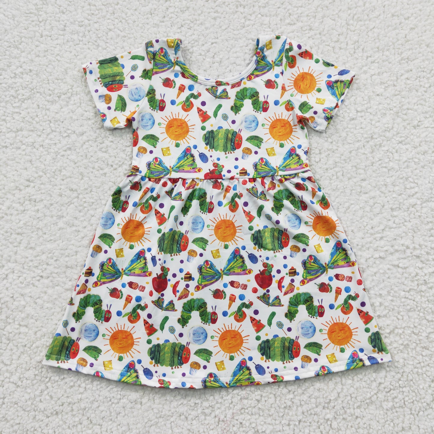 GSD0224 Sun Short Sleeve Cartoon Cute Baby Girls Dress