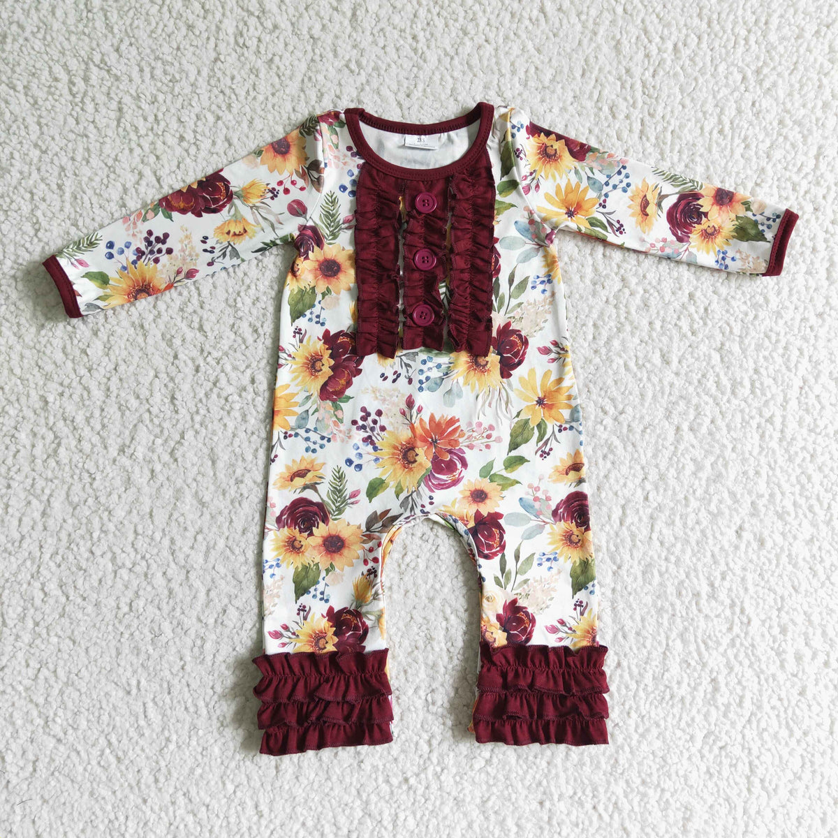 LR0009 Floral Print Long Sleeve Romper