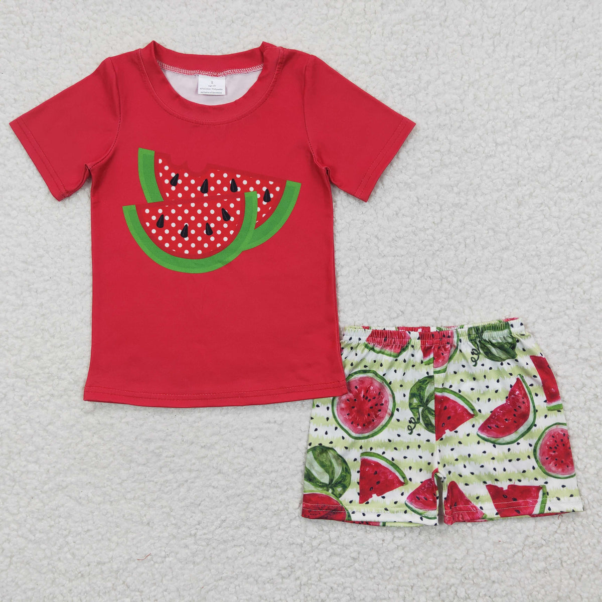 BSSO0175 Red Short Sleeve Watermelon Boys Summer Cool Set