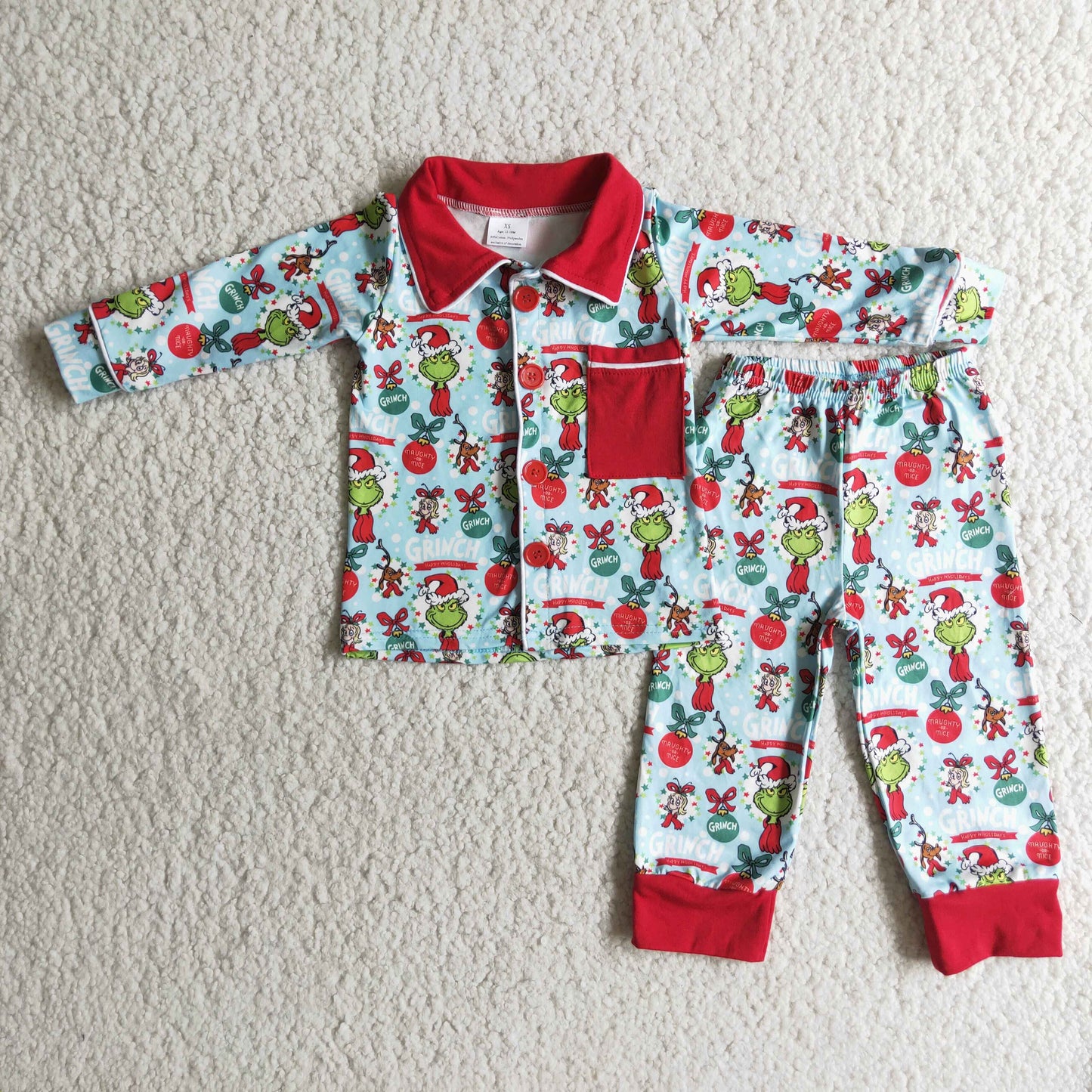 Boys Christmas Cartoon Print Cartoon Pajamas