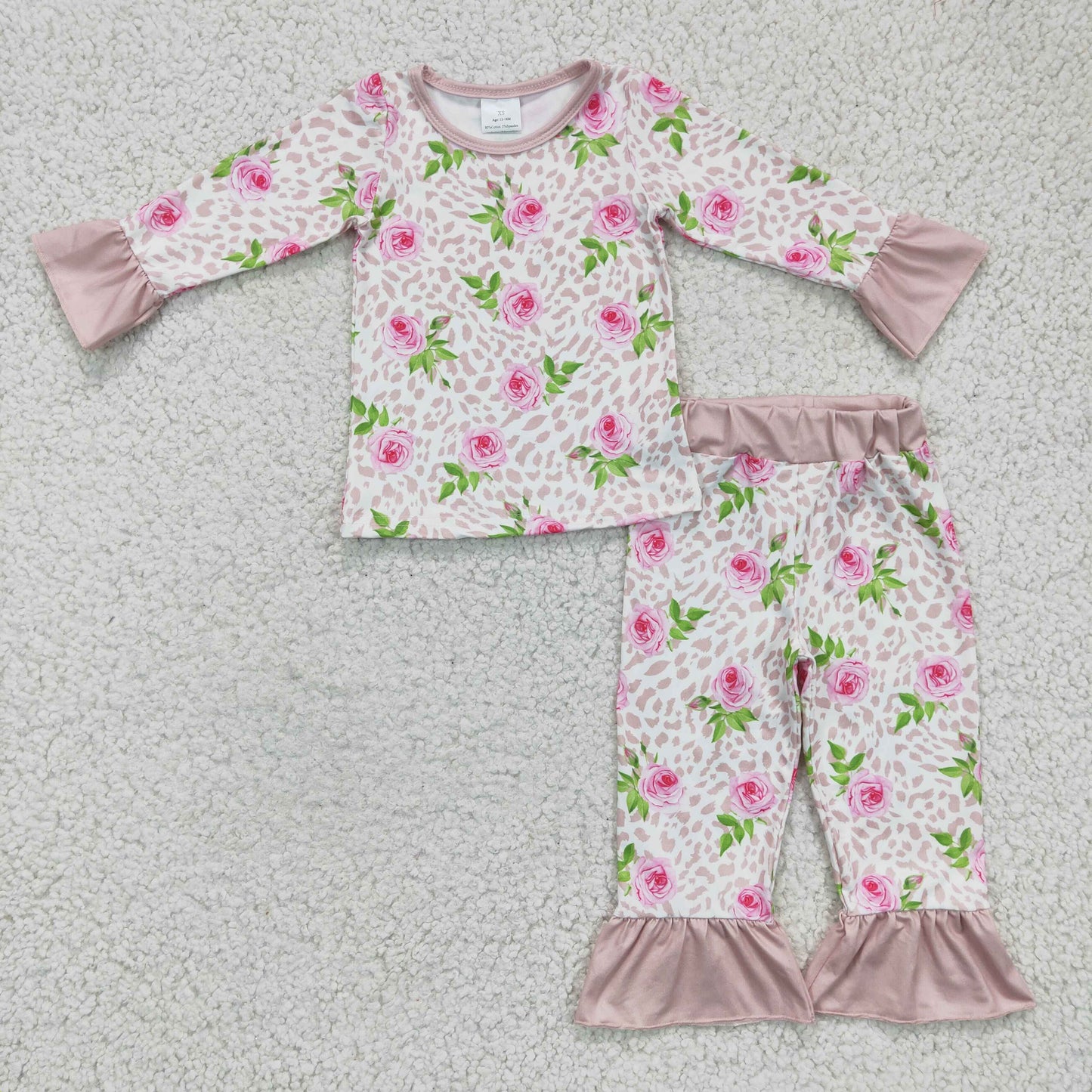 GLP0367 Pink Flower Baby Girls Pajamas