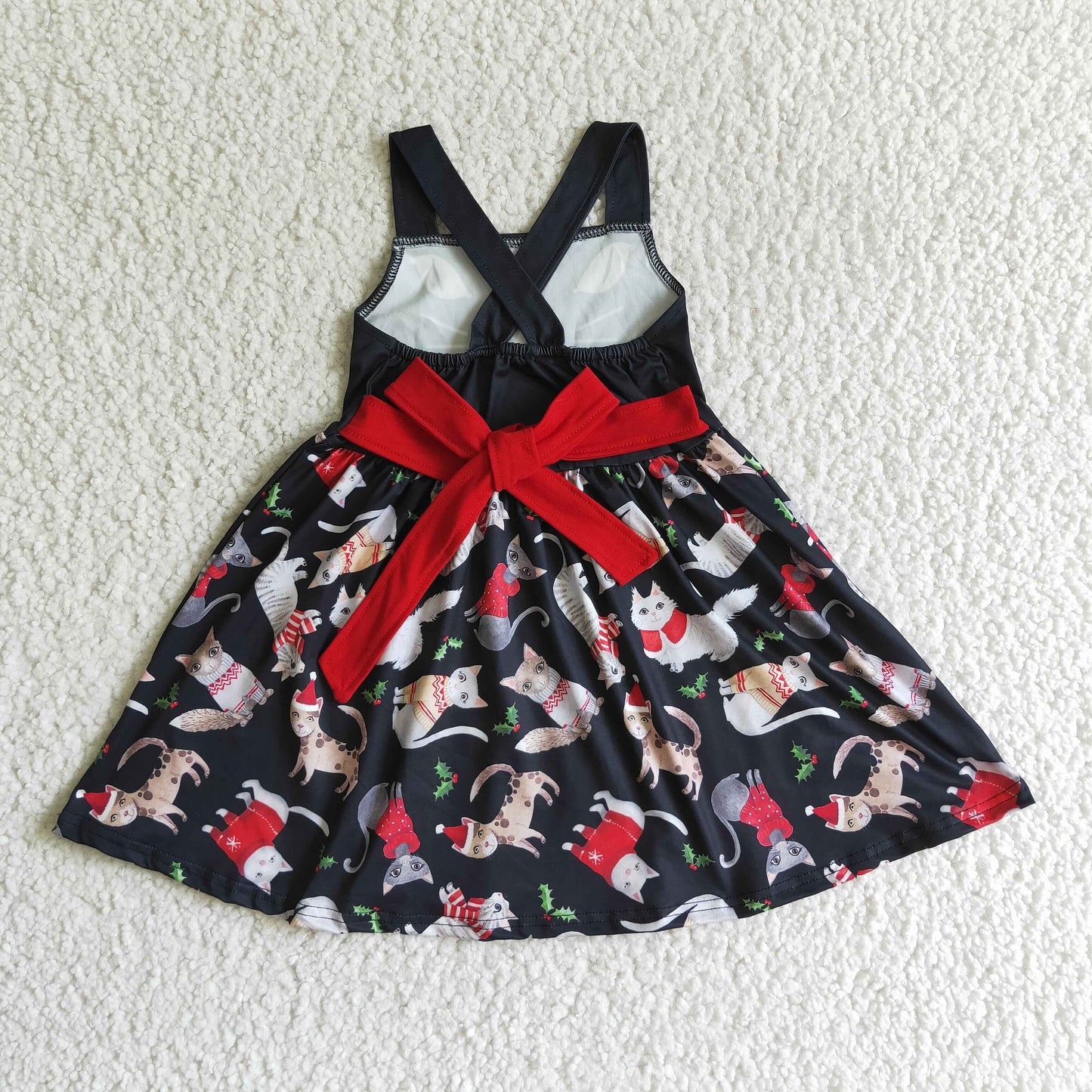 GSD0140 Cat Christmas Girls Twirl Dress