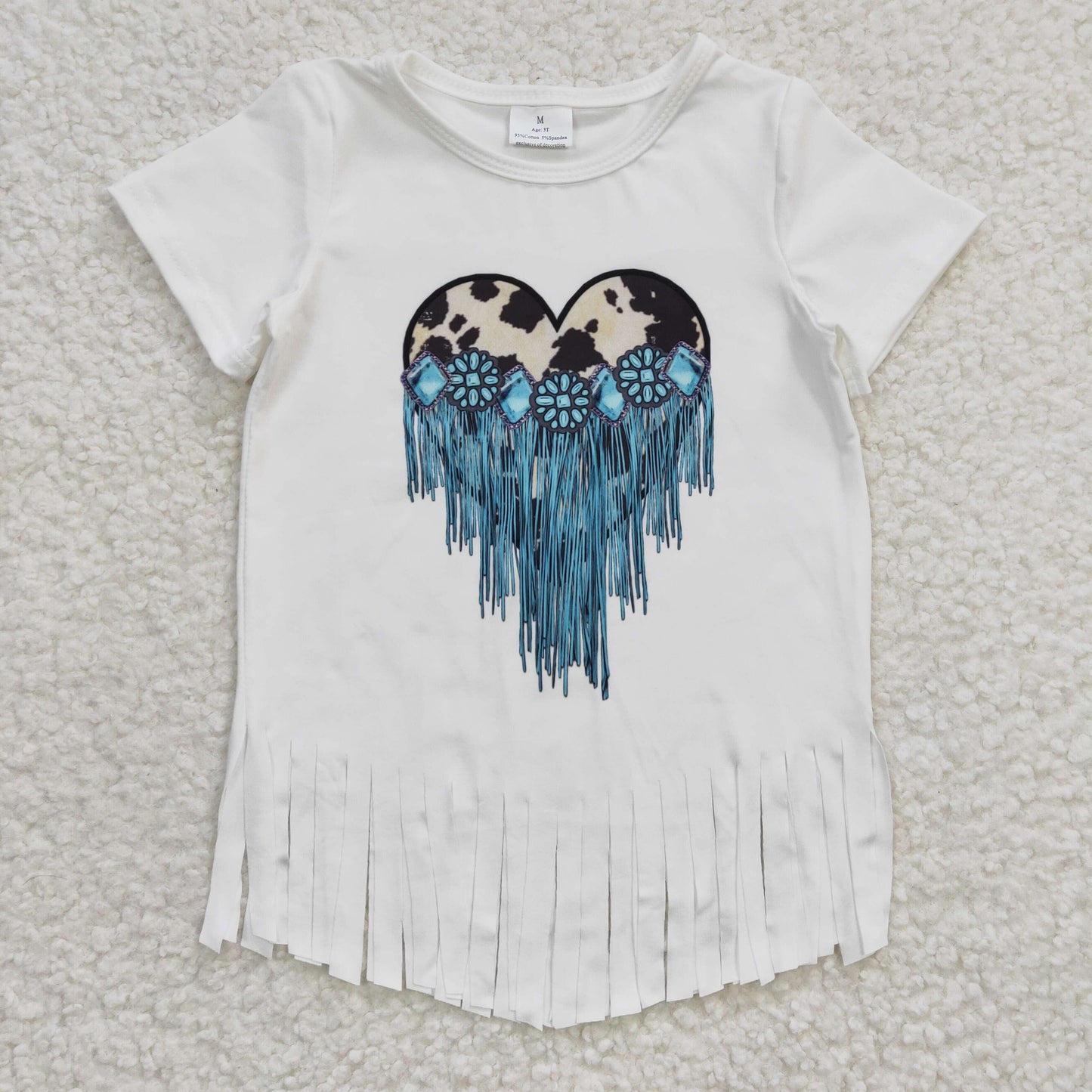 GT0137 Western Aztec Short Sleeve Tassels Baby Girls Shirts Top