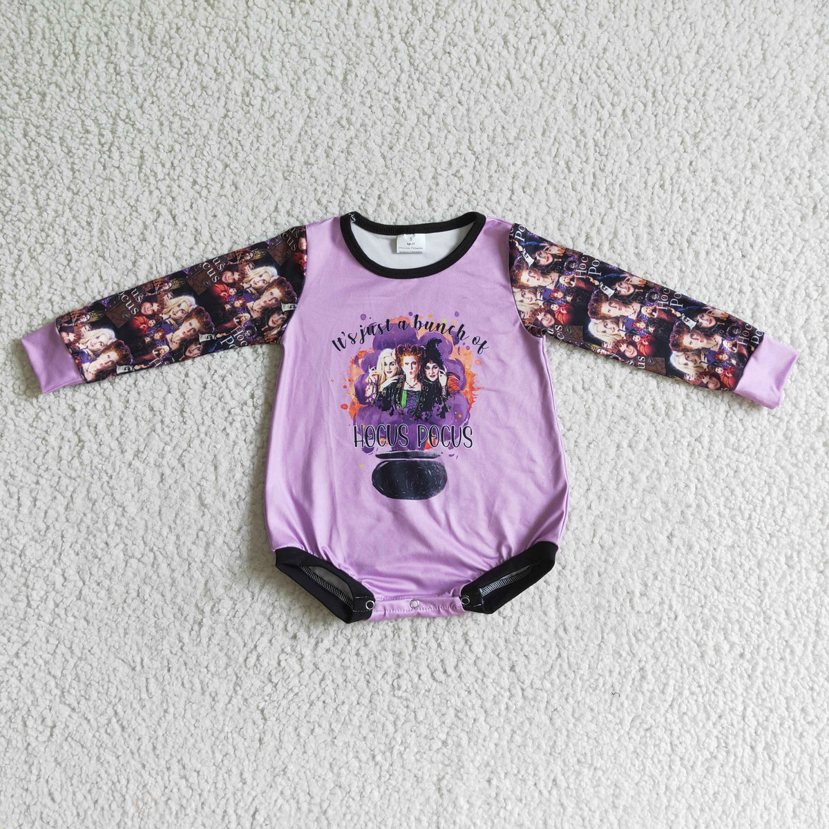 LR0084 Halloween Witch Long Sleeve Girls Bummies Romper