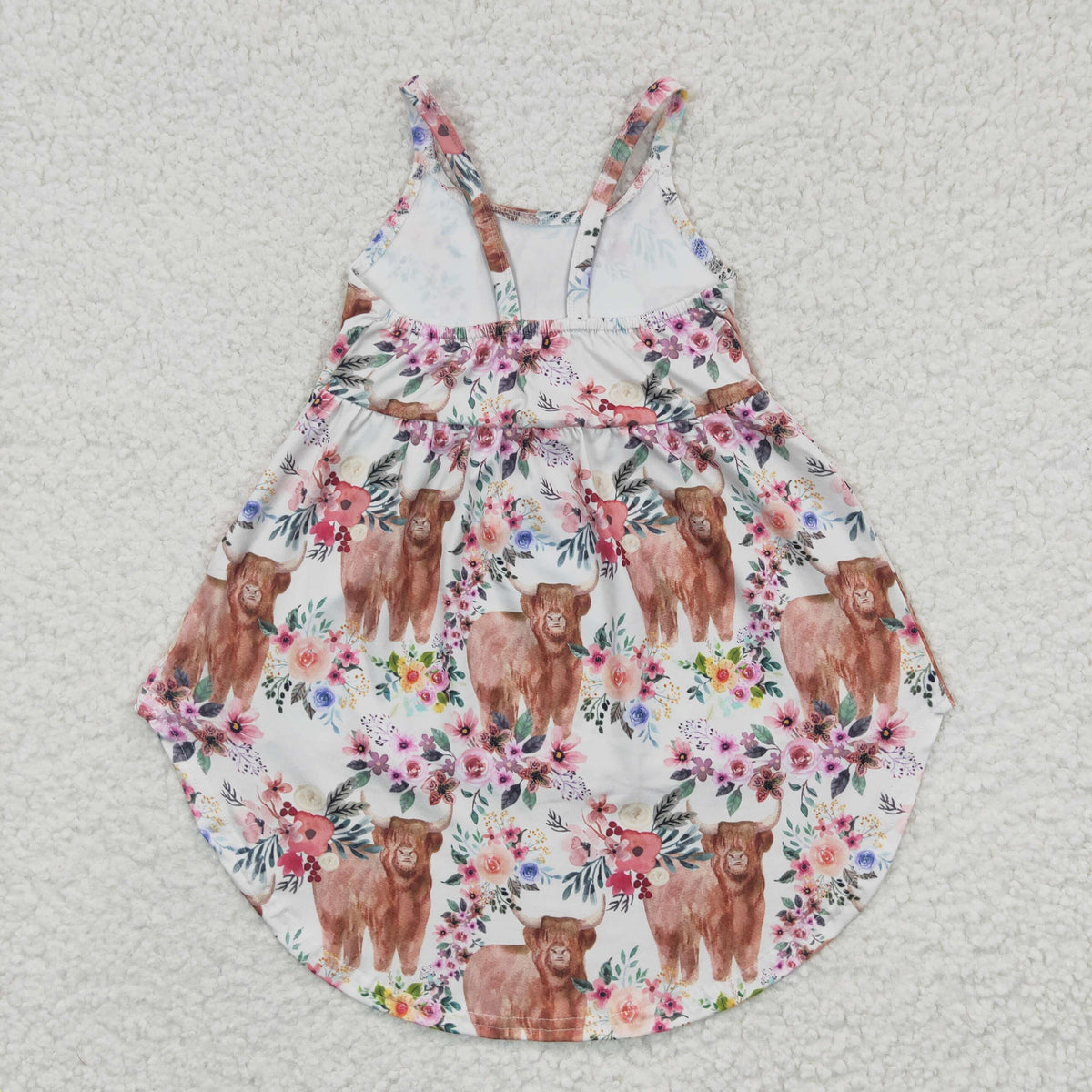 GSD0265 Highland Cow Heifer Summer Hi-low Baby Girls Dress