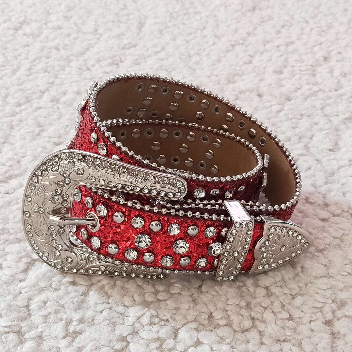 BG0007 Red Rhinestone Kids Belt