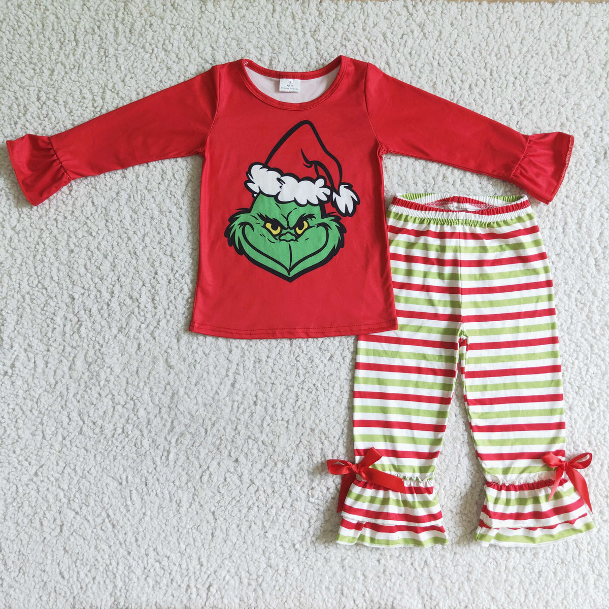 GLP0193 Christmas Green Cartoon Girls Set