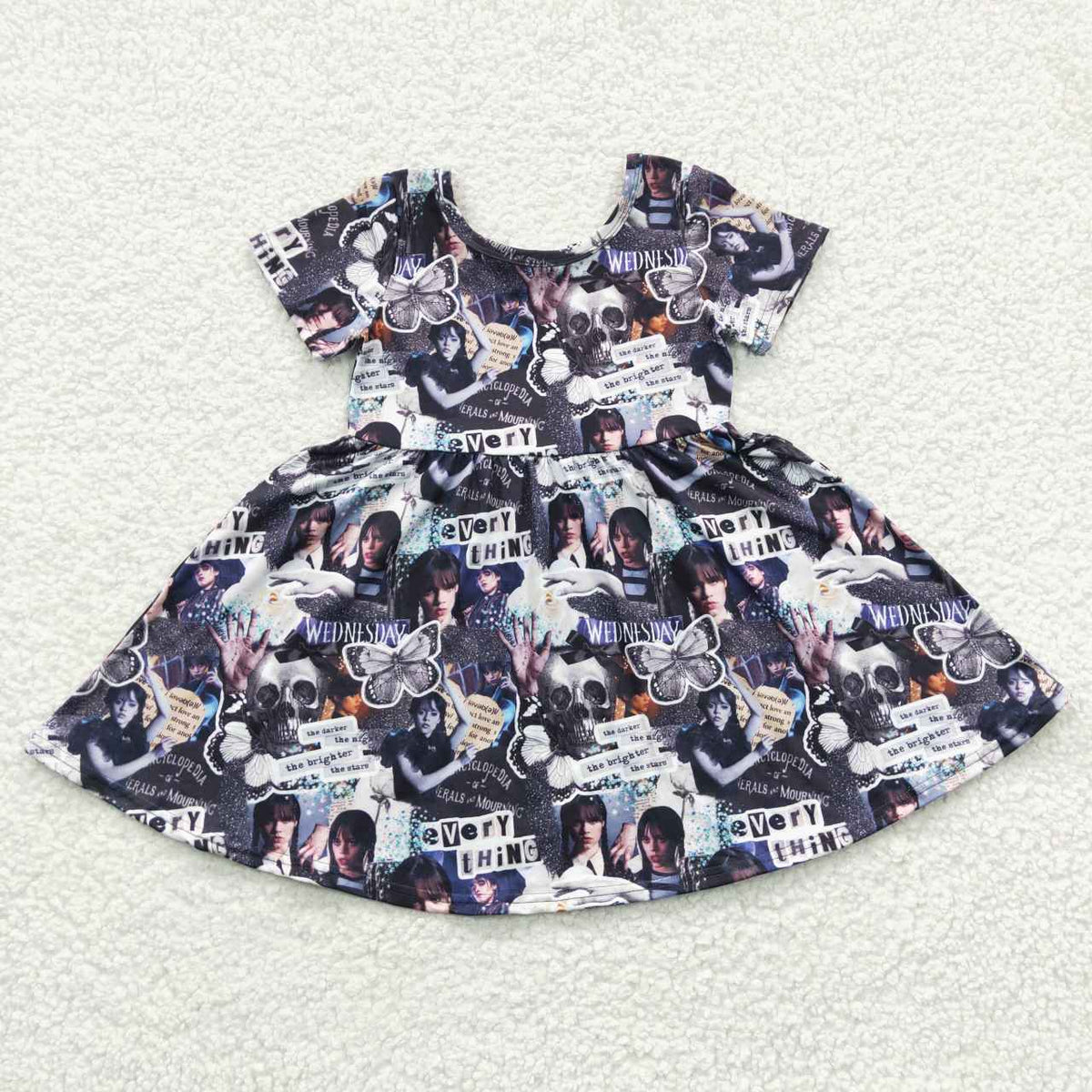 GSD0332 Short Sleeve Wed Cartoon Baby Girls Twirl Dress