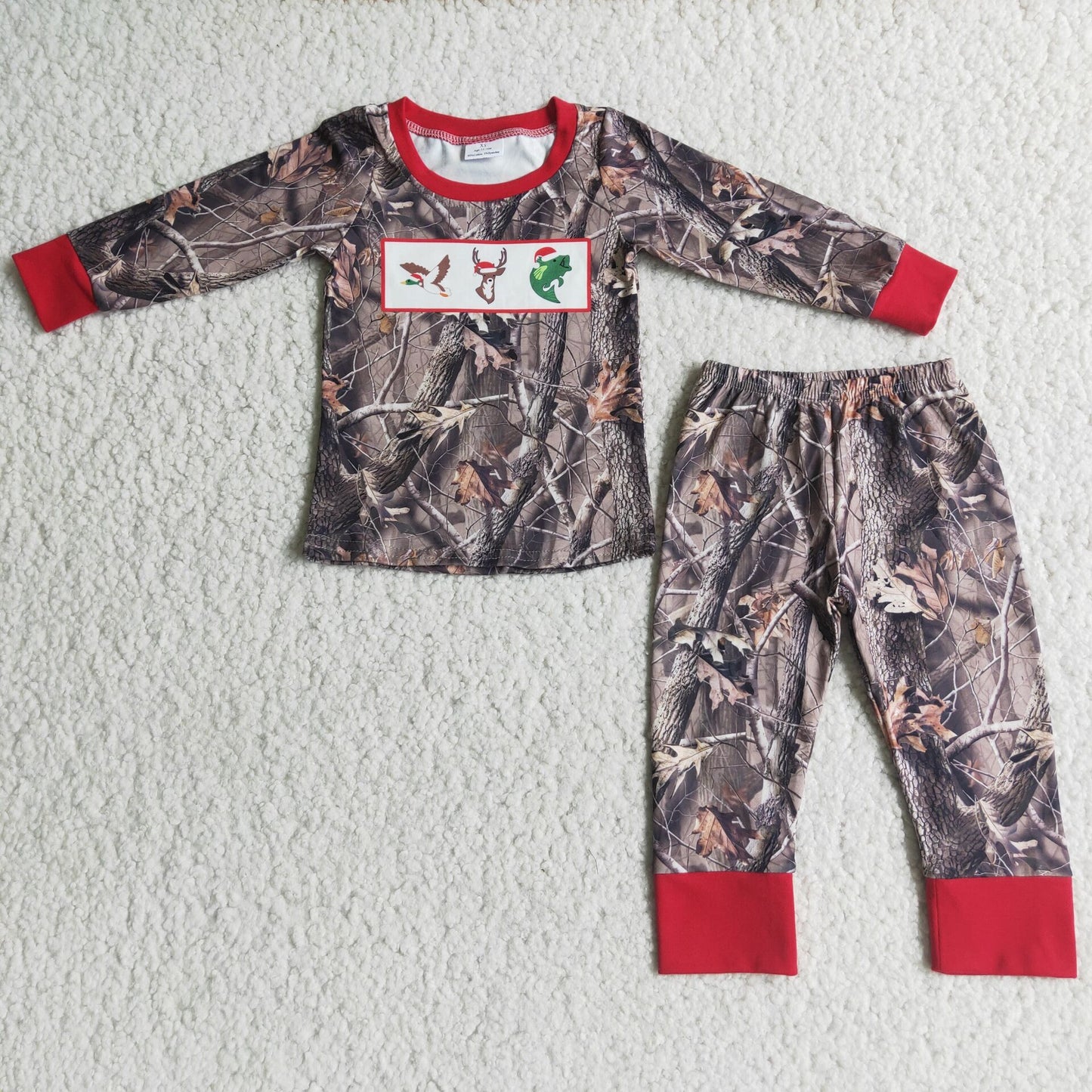 6 A9-13-1 Boys Camo Hot Sale Long Sleeve Christmas Pajamas