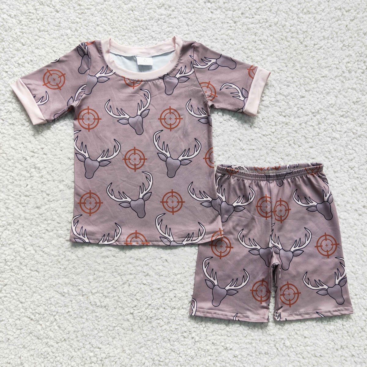 BSSO0099 Cow Skull Brown Boys Shorts Set