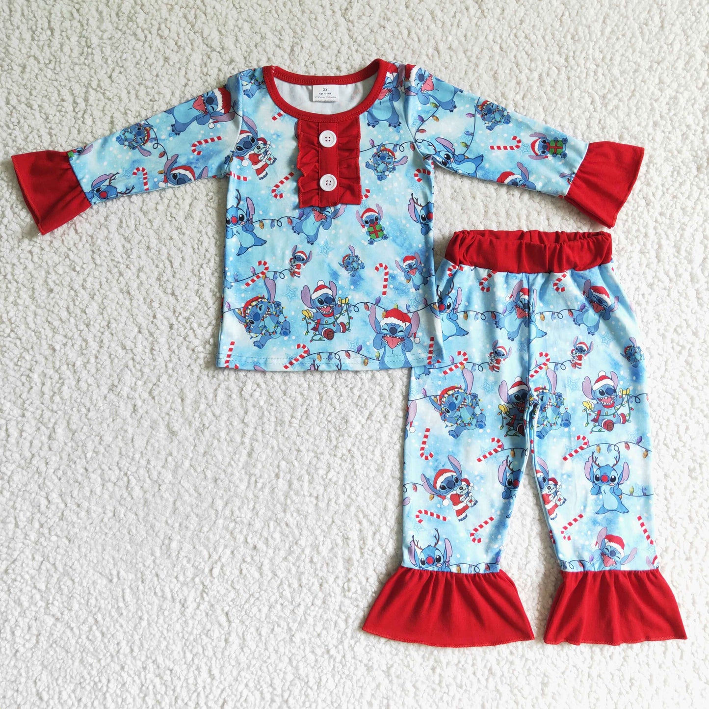 GLP0157 Christmas Cartoon Blue Girls Pajamas