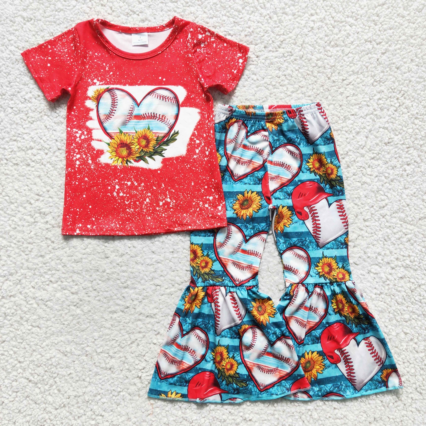 GSPO0252 Love Football Sunflower Baby Girls Outfits