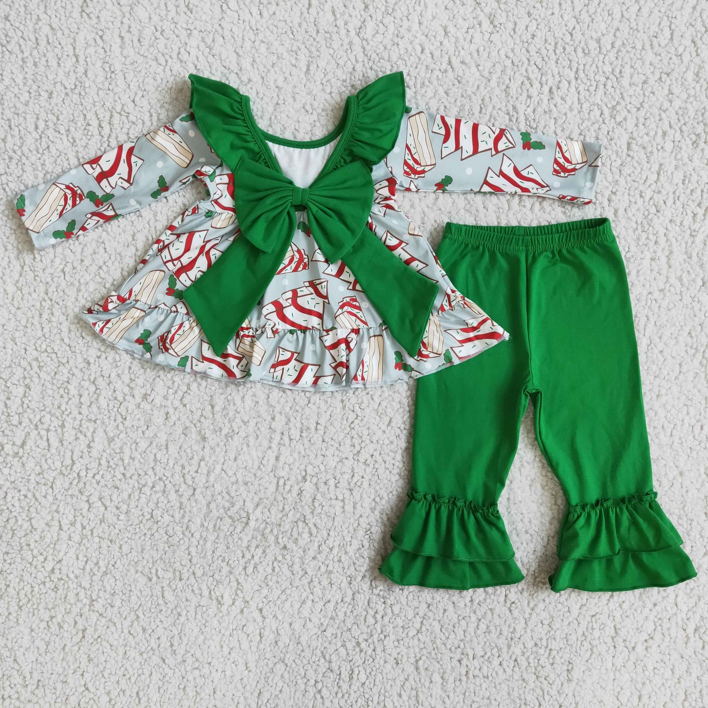Christmas Cake With Bow Green Kids Set