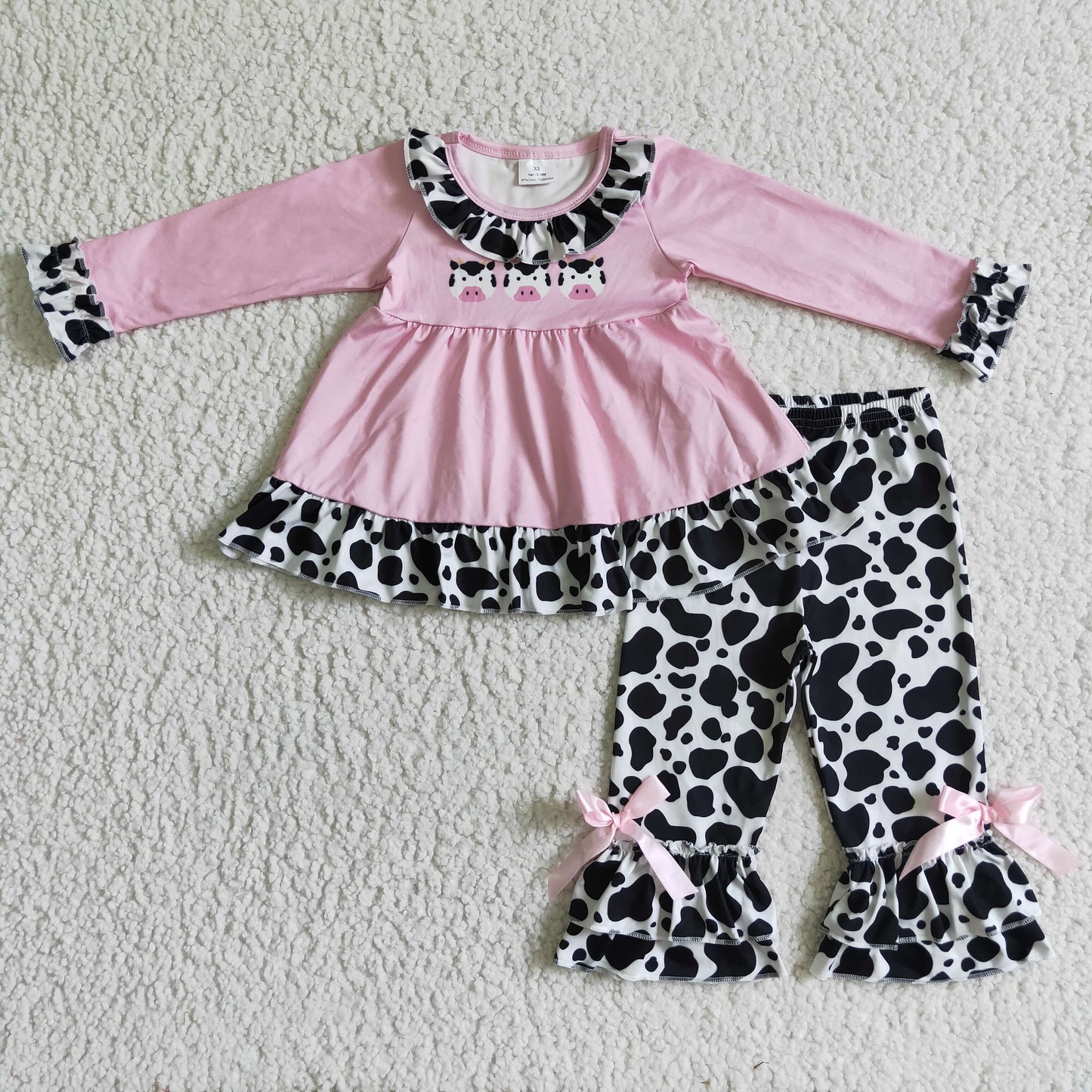GLP0165 Pink Cow Print Girls Outfits