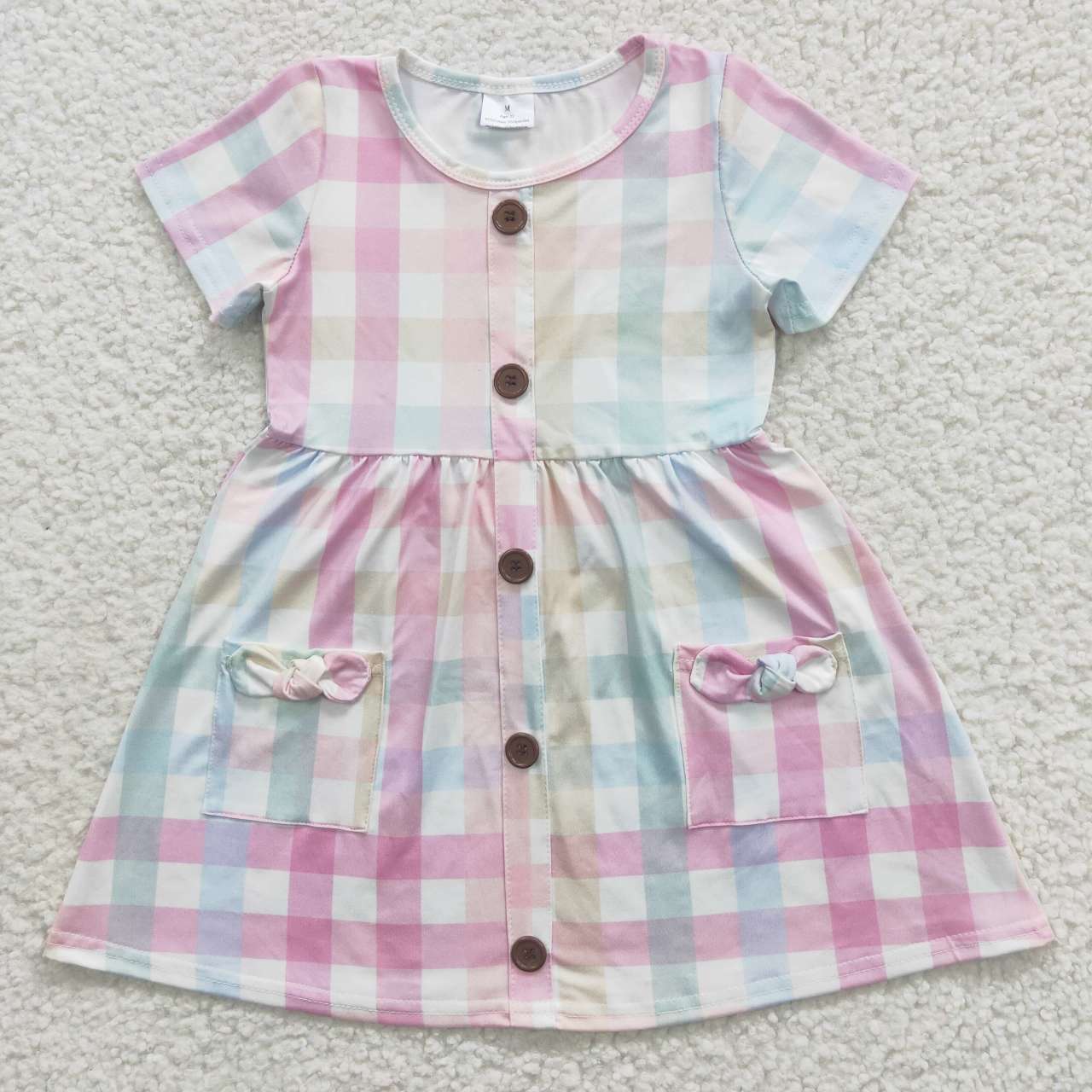 GSD0296 Girls Rainbow Color Short Sleeve Dress