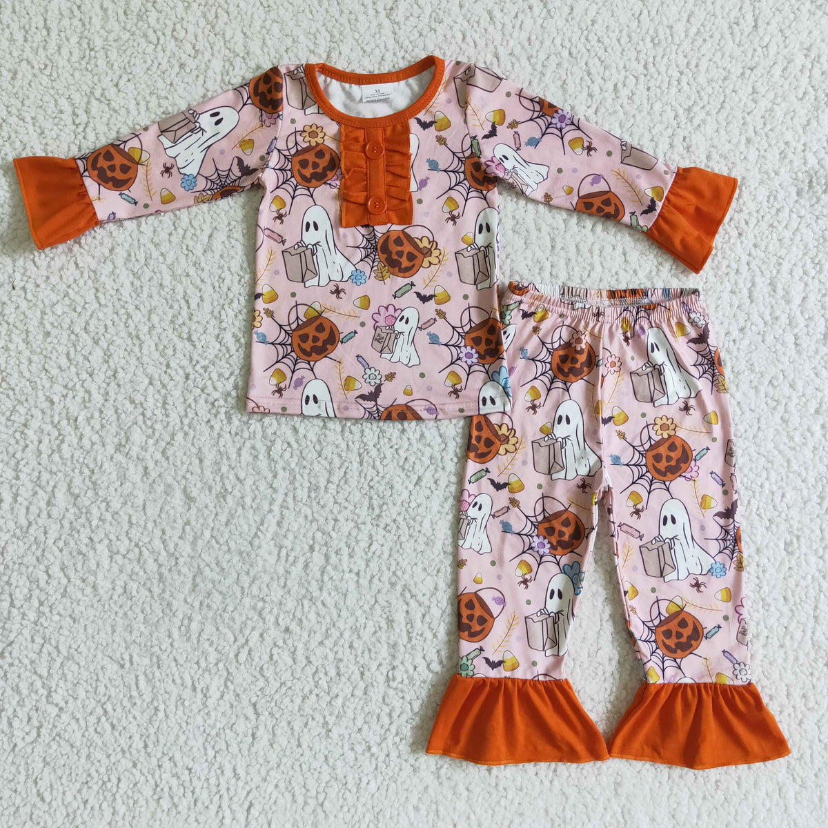 GLP0135 Halloween Pumpkin Orange Girls Pajamas