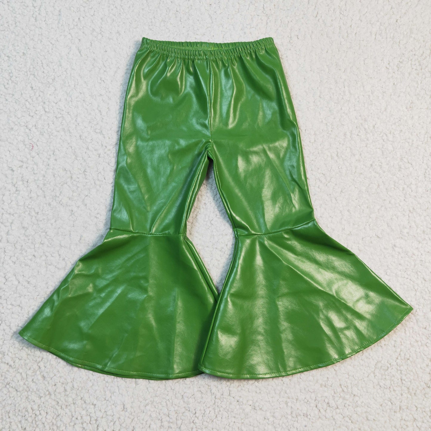 P0051 Green Leather Bell-Pants
