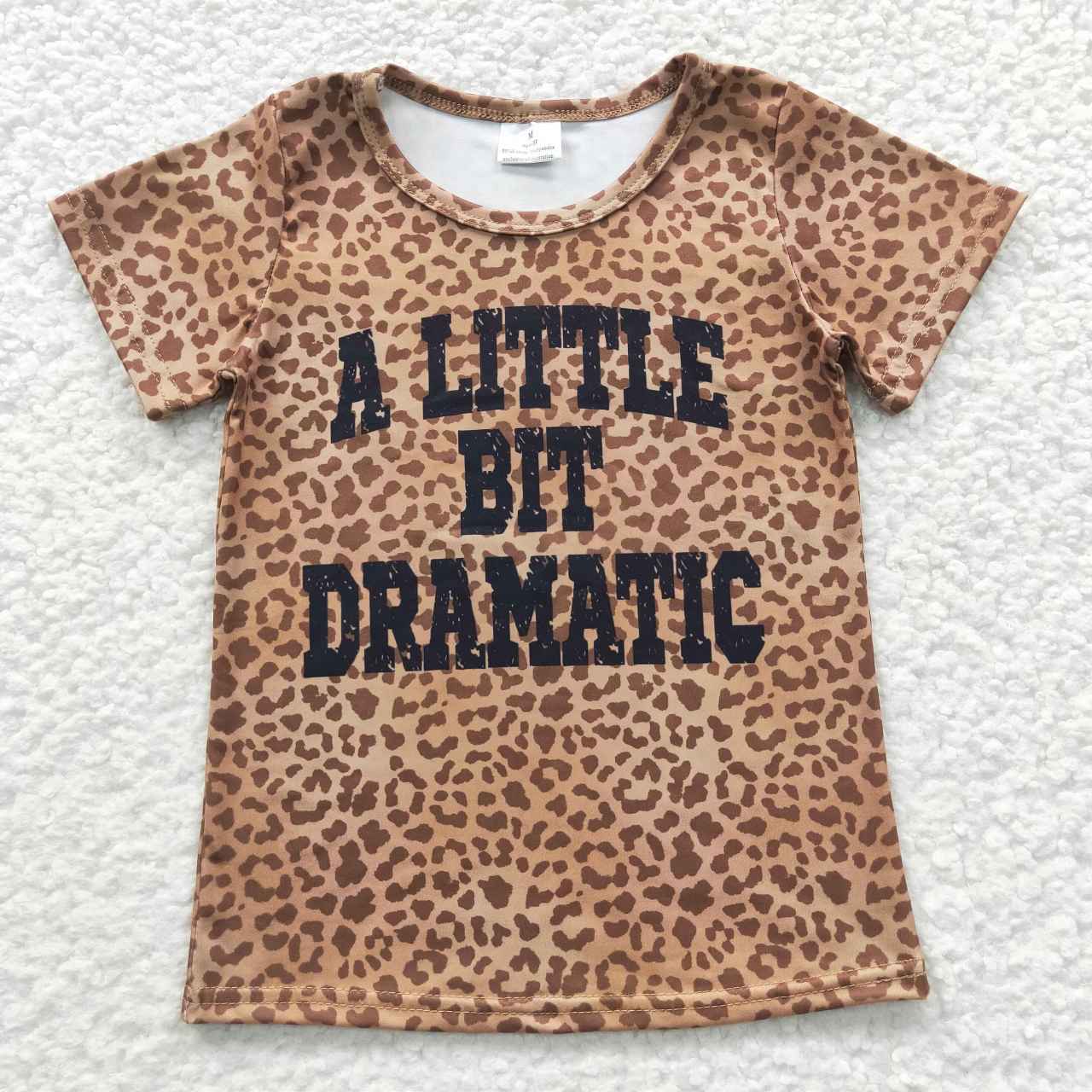 BT0219 A Little Bit Dramatic Leopard Print Short Sleeve Kids T-shirts Top