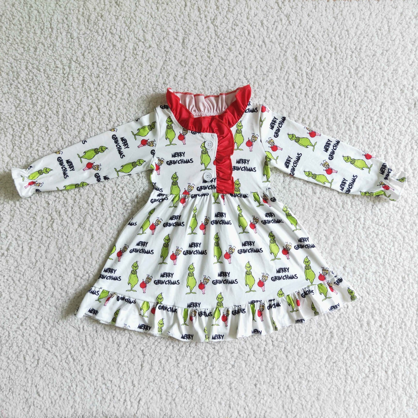GLD0068 Christmas Long Sleeve Cartoon Green Gown