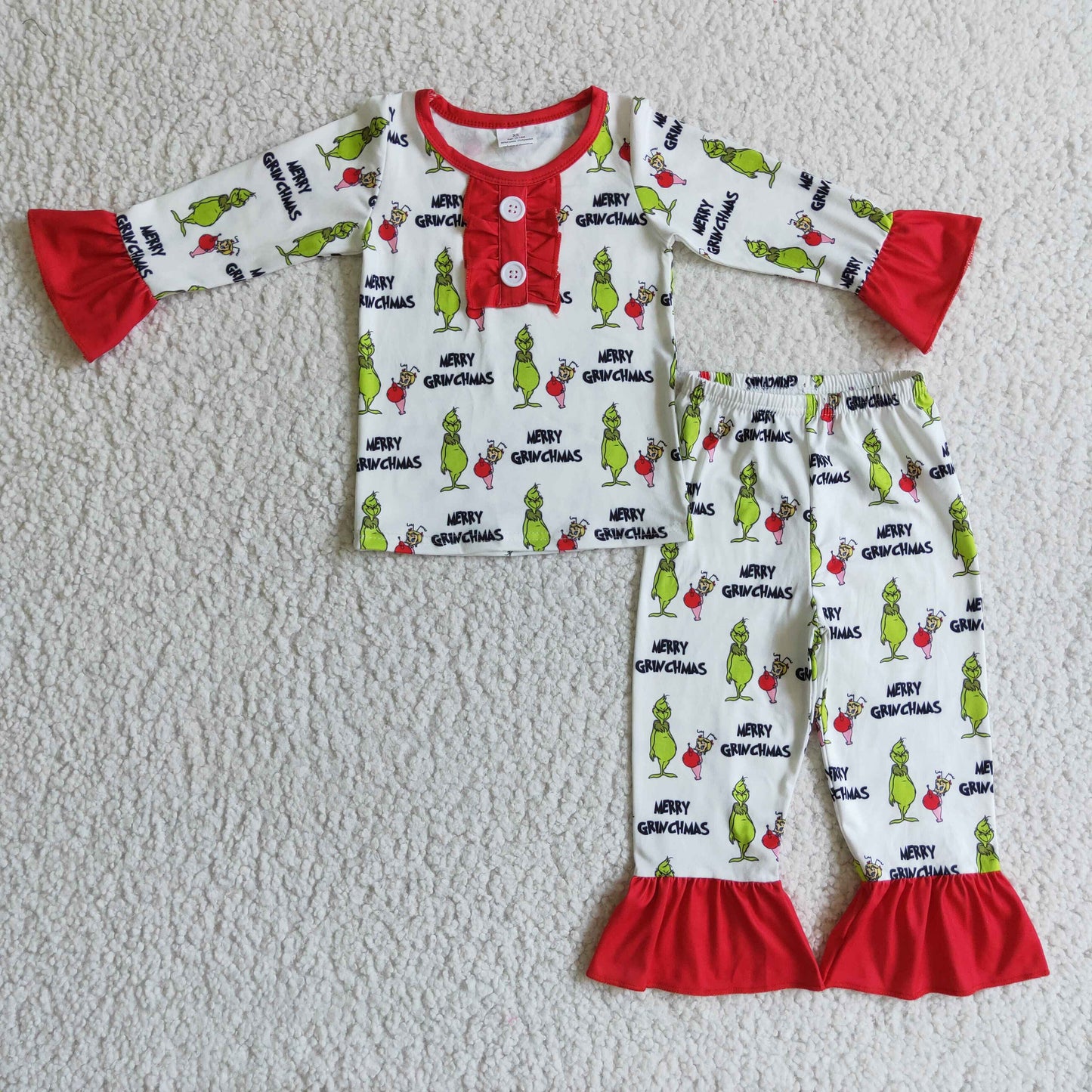 GLP0133 Christmas Green Cartoon Girls Pajamas