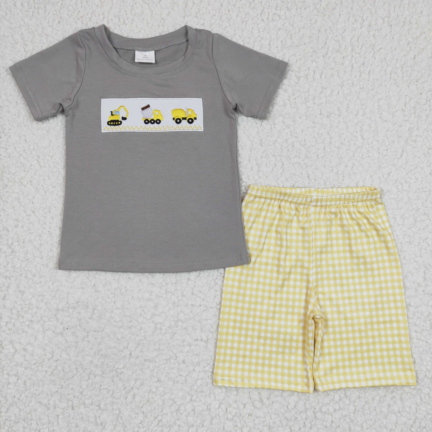 BSSO0124 Grey Construction Embroidery Cotton Boys Set