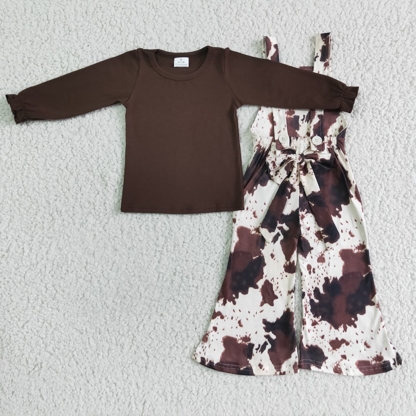 2021 New Arrival 2 Pcs Kids Overalls Cow Print Fashion Kids Clothing