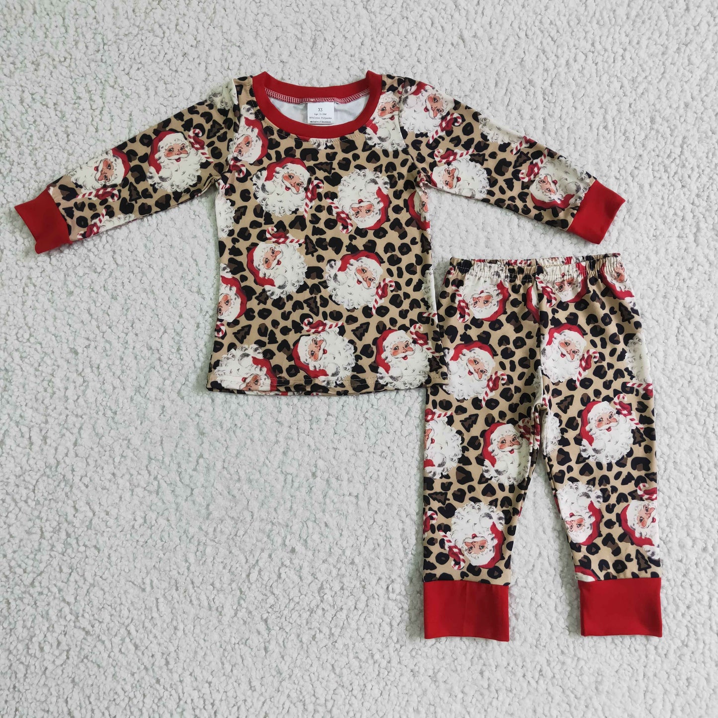 BLP0080 Boys Christmas Santa Leopard Print Pajamas