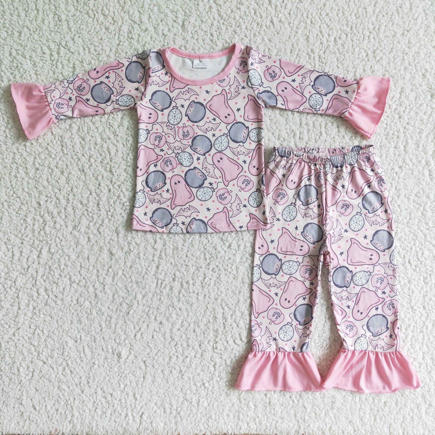 GLP0003 Halloween Pink Ghost Girls Pajamas